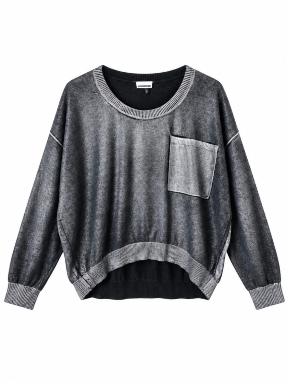 Noisy May Washed Black Oversized Pocket Sweater High Low Hem Size M